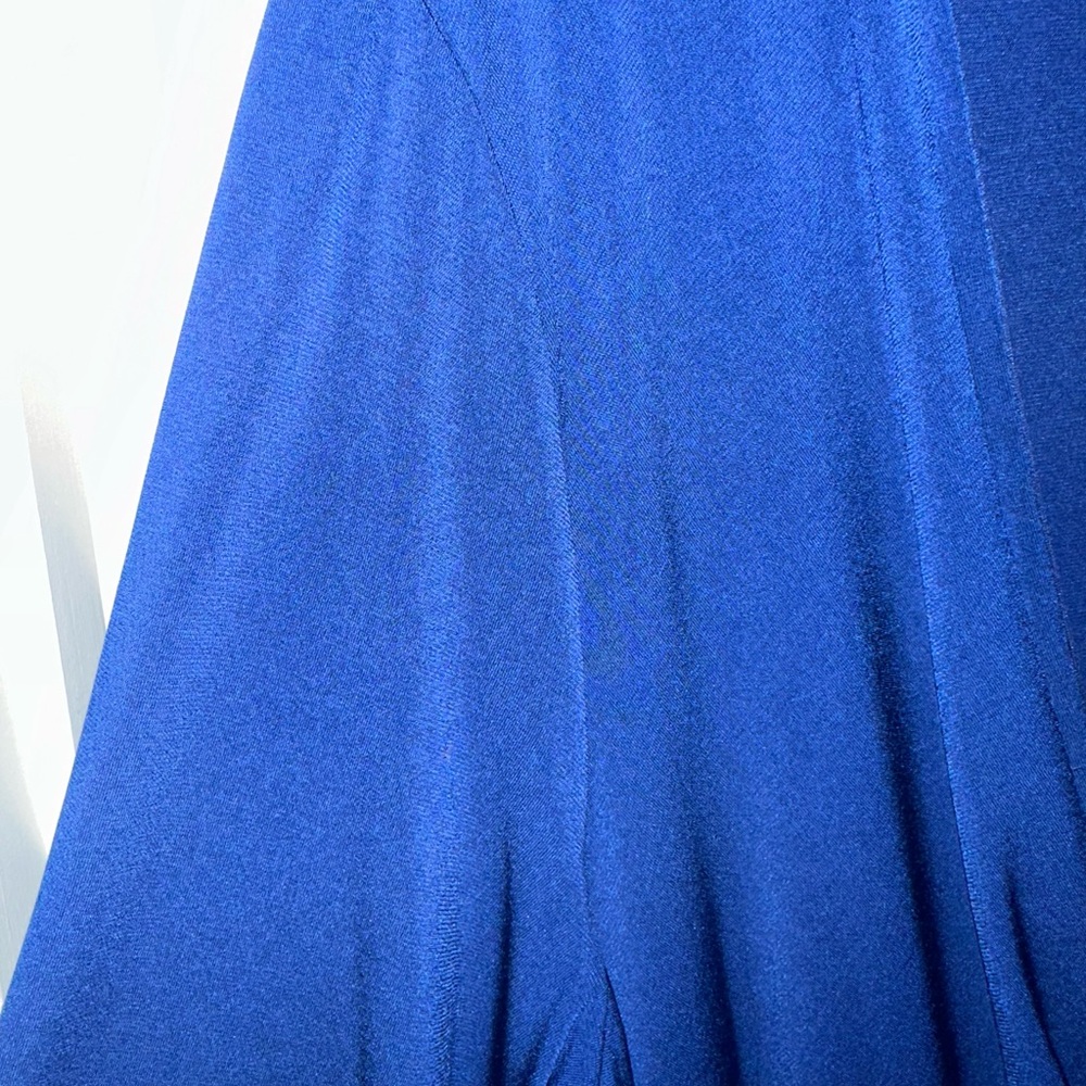 Eloquii Blue Plunge Neck Bishop Sleeve Gown - Picture 3 of 3